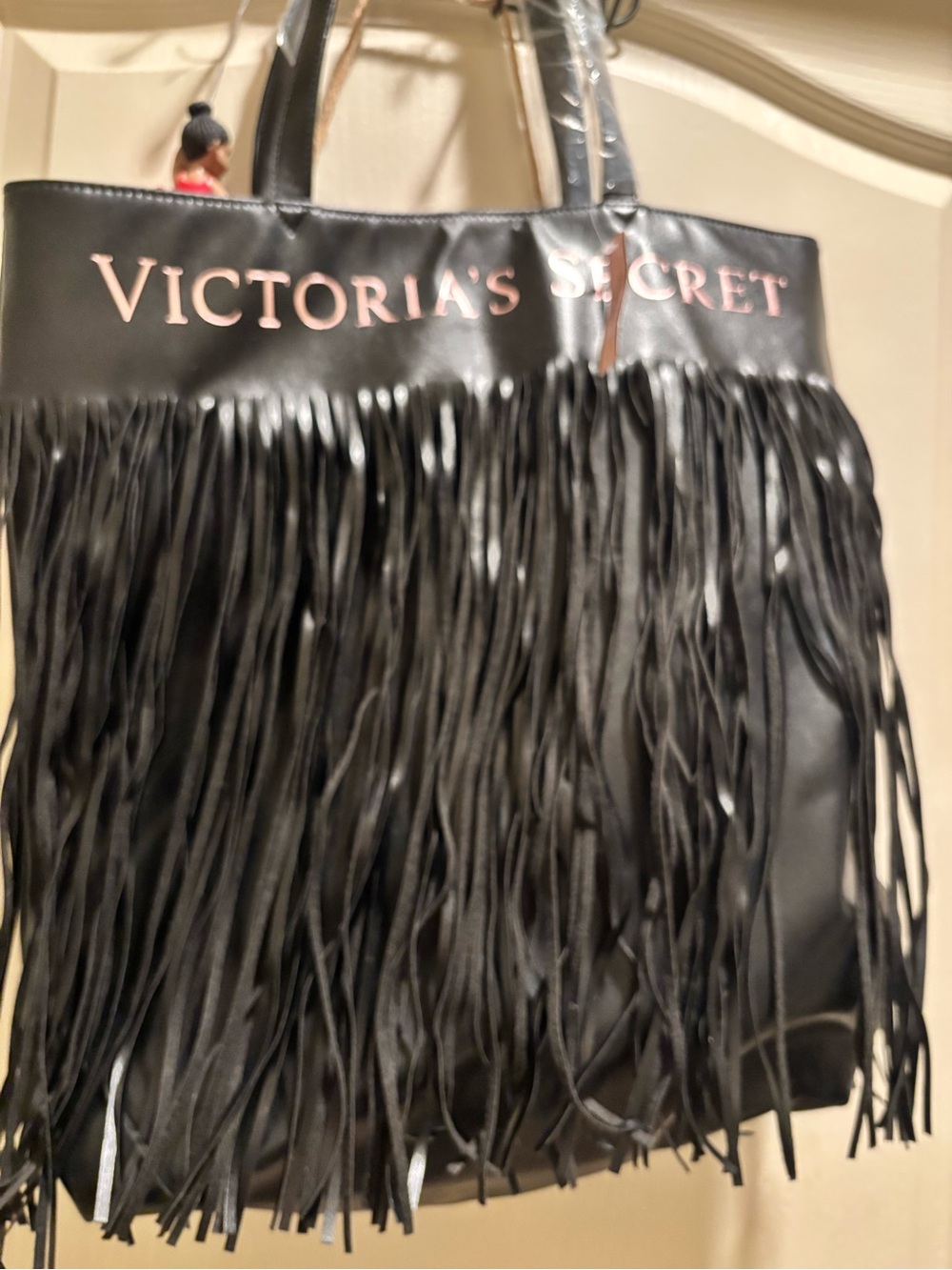 Victoria's Secret Black Fringe Tote Bag